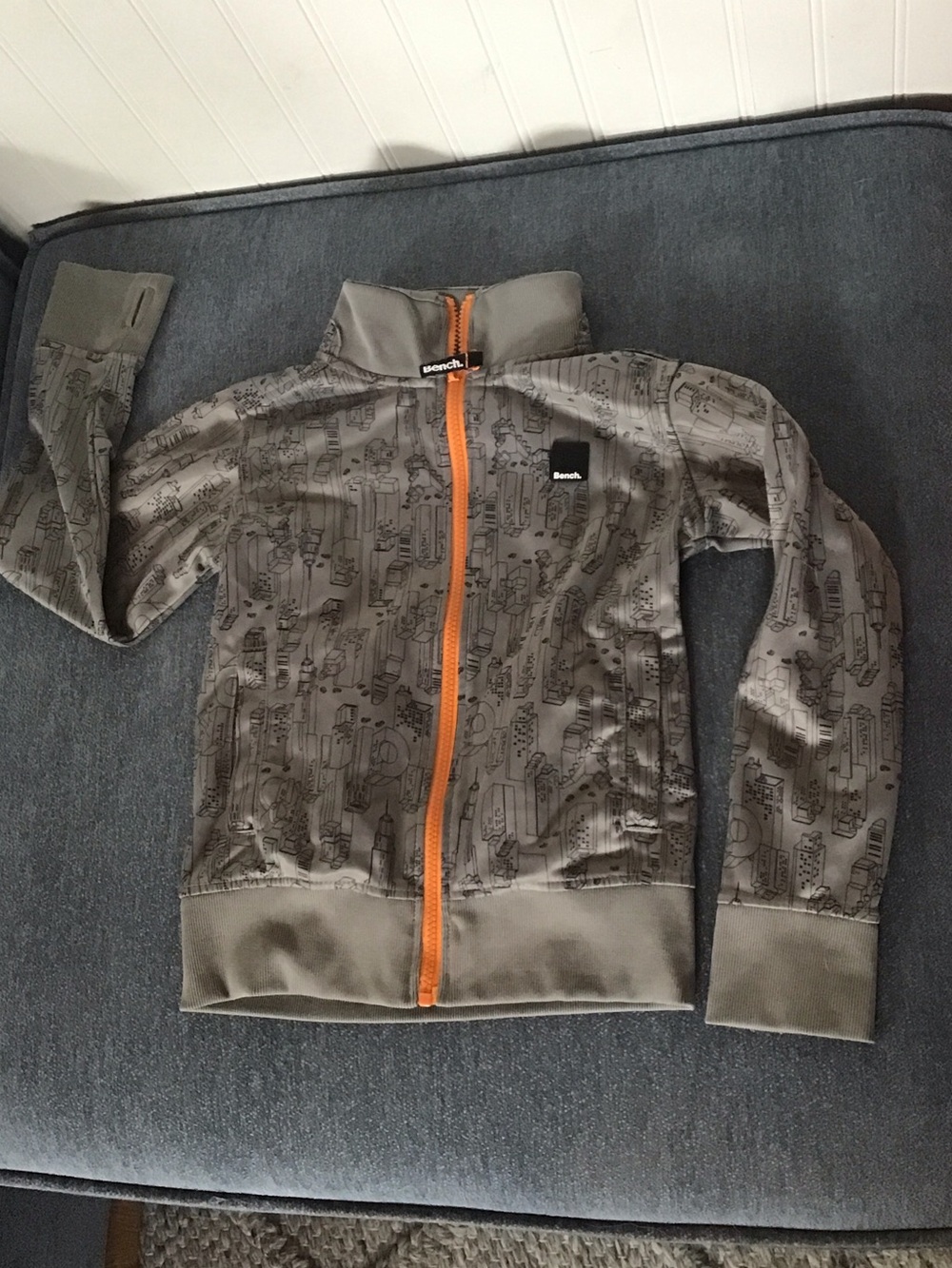 Bench Grey Kids Zip-Up Jacket with Orange Zipper
